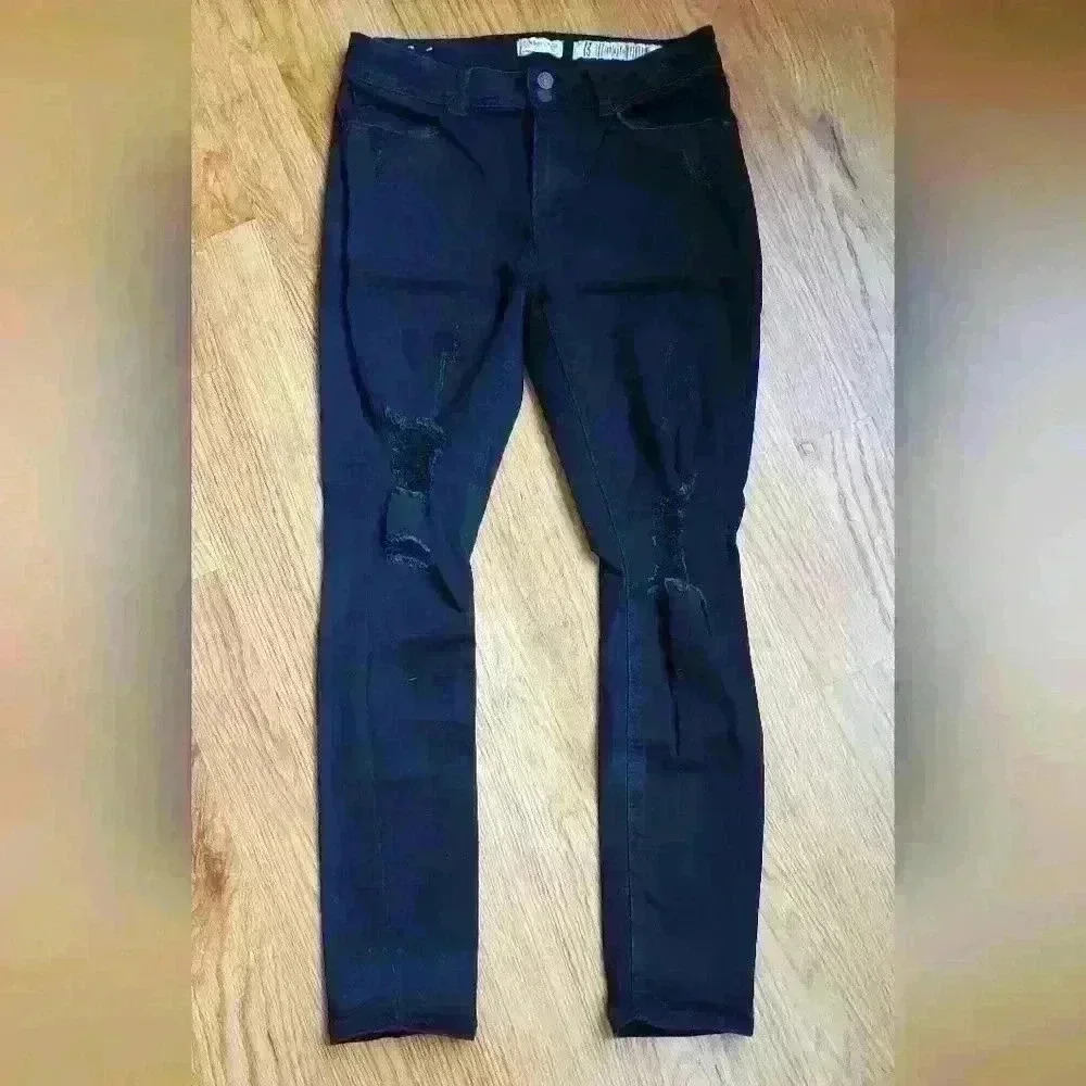 Indigo Rein Distressed Skinny Jeans - Women's Size 13, Black